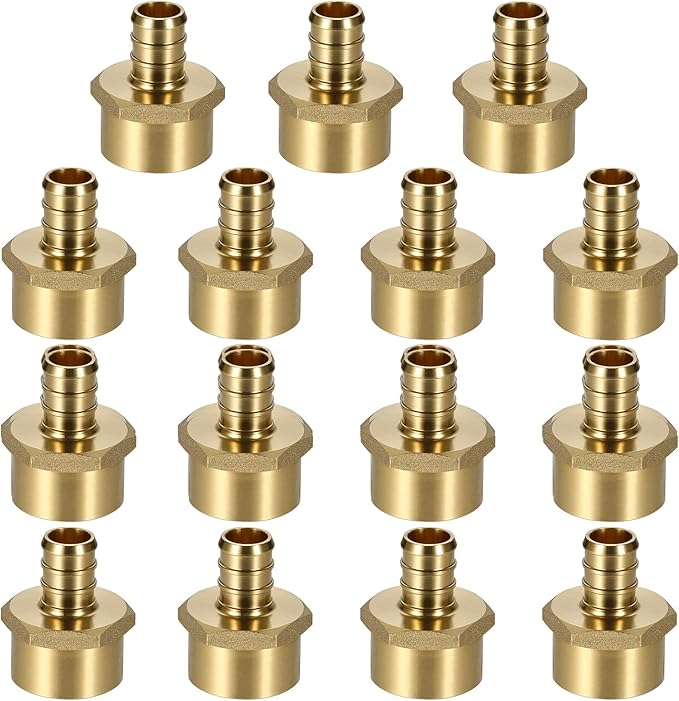 (15 Pack) Lidertik PEX Fittings 1/2 inch Female Adapter, 1/2" PEX-B F1807 x 1/2" NPT Female Threaded Adapter Brass