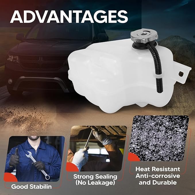Coolant Reservoir Overflow Tank With Cap Fit for 2009-2010 Dodge Journey 3.5L Gas, 2011-2018 Journey 3.6L Gas, 2011-2019 Journey 3.6L Flex