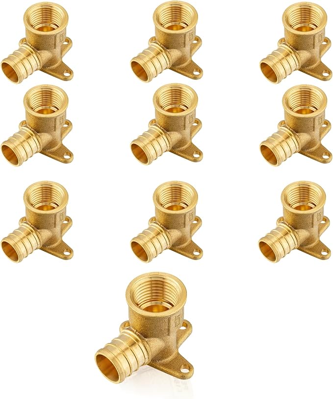 (10-Pack) Seelink PEX Fittings, 3/4" Pex X 1/2" Female NPT Threaded Drop Ear Elbow Adapter, Brass Crimp Fittings for PEX Tubing Pipe Plumbing, ASTM F1807