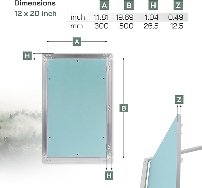 Vent Systems 12" x 20" Inch Access Panel for Drywall and Ceiling, Wall, Electrical, Plumbing Cover Plate - Mount Drywall Access Panel - Metal Crawl Space Door Panel for Home, Garage, Basement, Attic