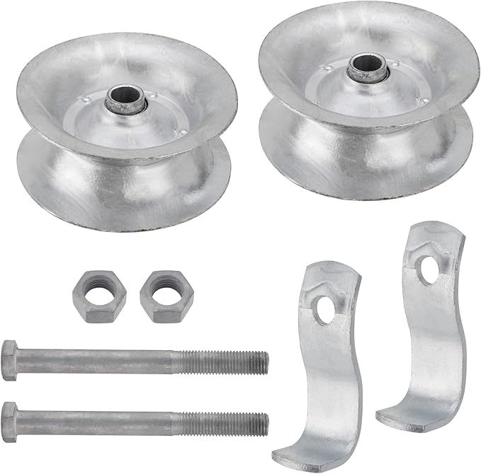 SPARKWHIZ Sliding Gate Rollers for 1 5/8" Pipe Track, 5" Steel Pipe Track Roller, Galvanized Rolling Gate Hardware Kit