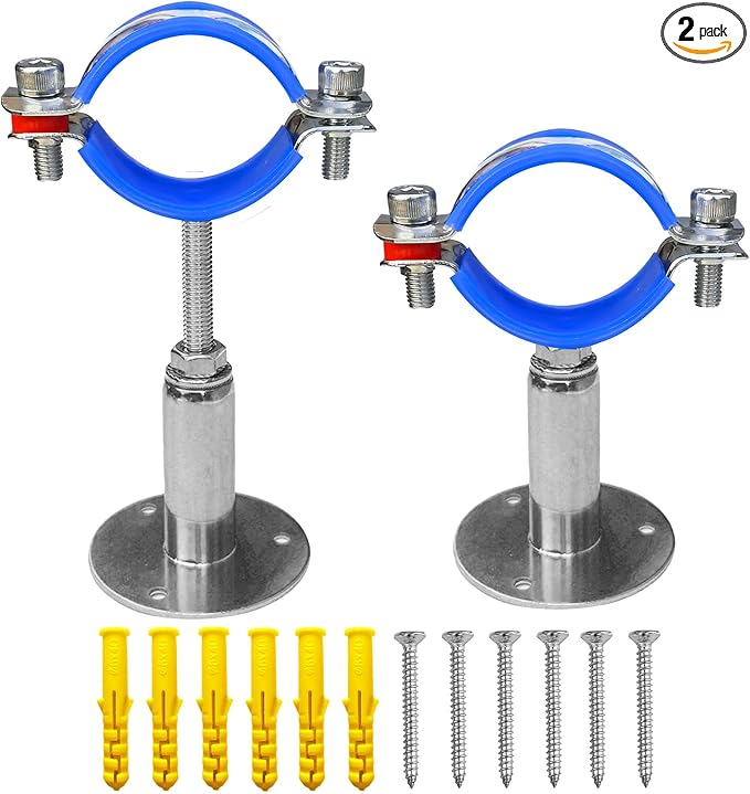 Wall Mount Ceiling Mount Pipe Supports,Adjustable Pipe Clamps 、Hangers、Stainless Steel 304,2PCS Suitable for Pipe OD 70-76mm Adjustable Height 50-100mm
