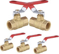 3/4" Heavy Duty Full Port Brass Ball Valve,600 WOG FNPT FIP Threaded Valve for Compressed Air, Water, Plumbing or Oil(5 Pack,Red Handle)(VALVE229)