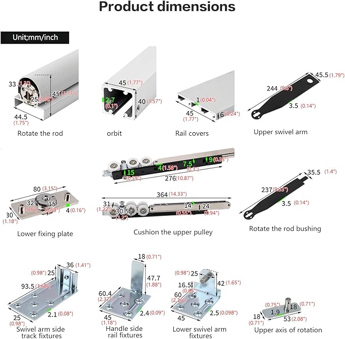 90°Rotation Invisible Pivot Hinge,154LBS Load-Bearing Heavy Duty Hardware for Bookcase, Murphy Door Glass Door, 2 Sides Opening Revisable Door Hardware(Door not Included