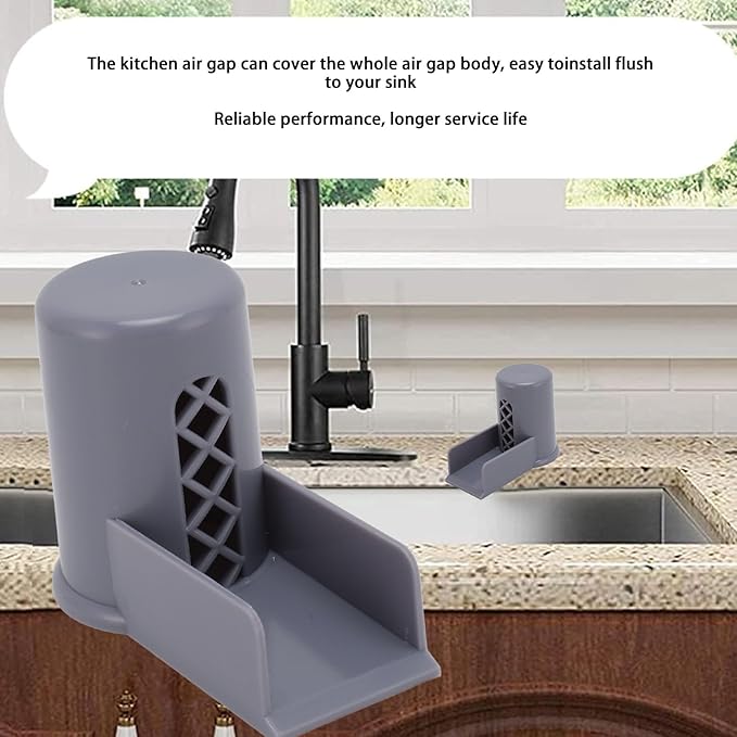 Dishwasher Air Gap Cover with Ramp, Replacement Air Gap for Dishwasher Air Gap Overflow Spout Extender With Ramp For Kitchen Sink(Gray)