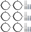 6 Pcs 5.4-5.6 Inch Split Ring Pipe Hanger, 138-142mm Heavy Duty Adjustable Pipe Bracket Clamp with Screw & Expansion Tube, Wall Ceiling Mount Combination Thread M8/M10 Metal Pipe Clamps