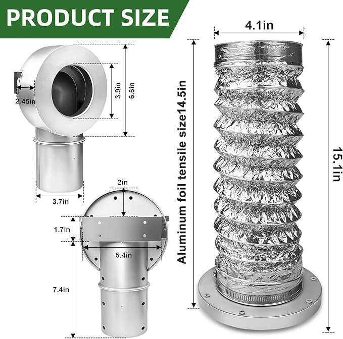 90°Magnetic Dryer Vent Coupling-Quick Connection and Disconnection Strong Magnet Self-Alignment Design Quick-Installation Dryer Magnetic Vent Connector Dryer Vent Connector Kit（Silver）