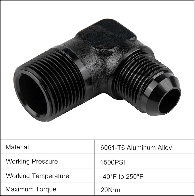 EVIL ENERGY 10AN to 3/4" NPT Male 90 Degree Fitting Adapter Aluminum 2PCS