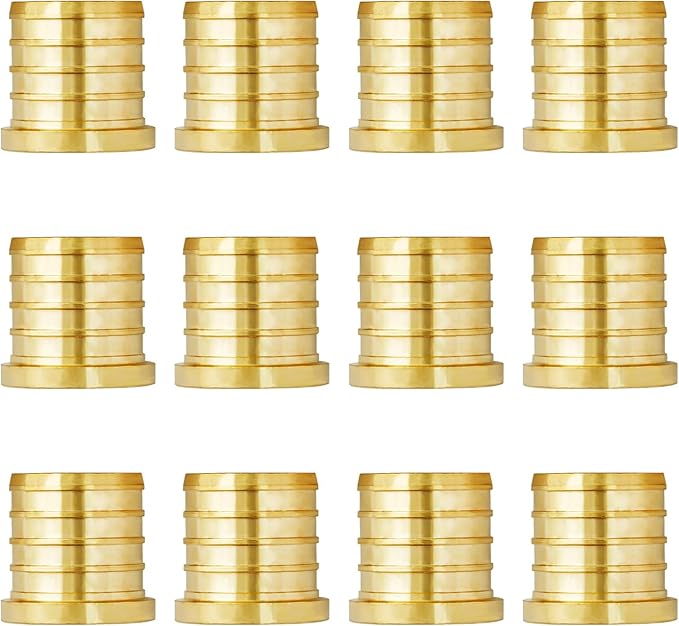 SUNGATOR 12-Pack 1" Pex Plug End Cap, No Lead Brass, 1 Inch Pex Fittings