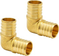 SUNGATOR 2-Pack 1 Inch 90 Degree Elbow PEX Fittings, No Lead Brass Crimp for PEX Tubing