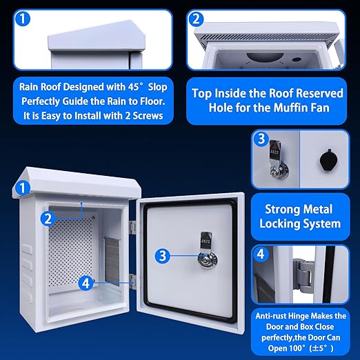 Outdoor Electrical Enclosure Weatherproof Box - 9.1 * 11.6 * 5.7" Galvanized Plate Electrical Enclosure,with Removable Mounting Plate and Wall/Pole mounting kit (23 * 29.5 * 14.5cm)