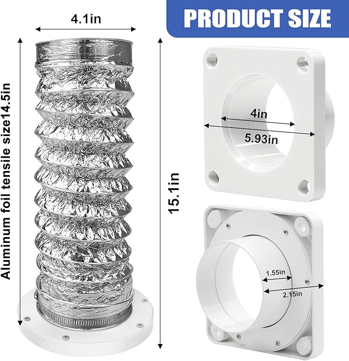 Magnetic Dryer Vent Coupling Strong Magnetic Self-connection，Suitable for Confined Paces Magnetic Dryer Vent Coupler with 4 inch Hose,Magnetic Dryer Vent Connector Kit Easy to Connect（WHITE)