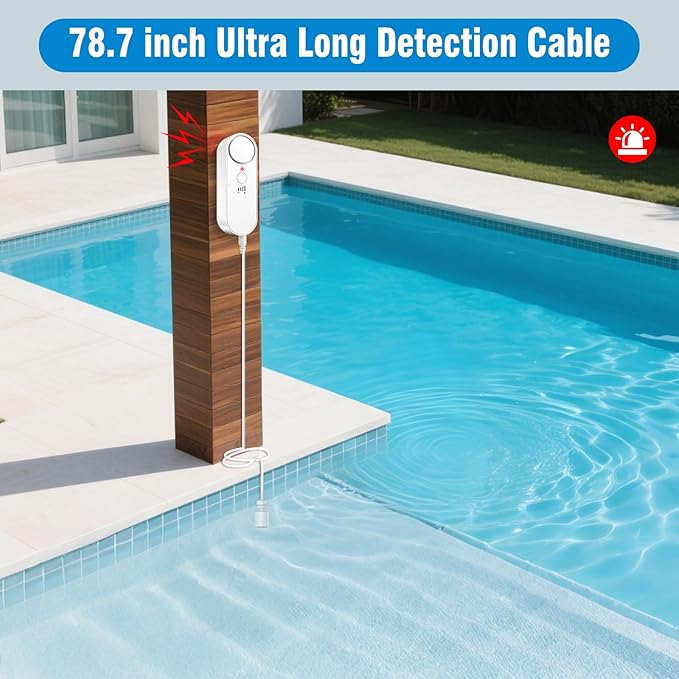Daytech Water Level Sensor 100 dB Sump Pump Alarm Water Sensors for Leaks with 78 inch Detector Cable and 4 Volume Levels Flood Sensor for Basements(3PC)