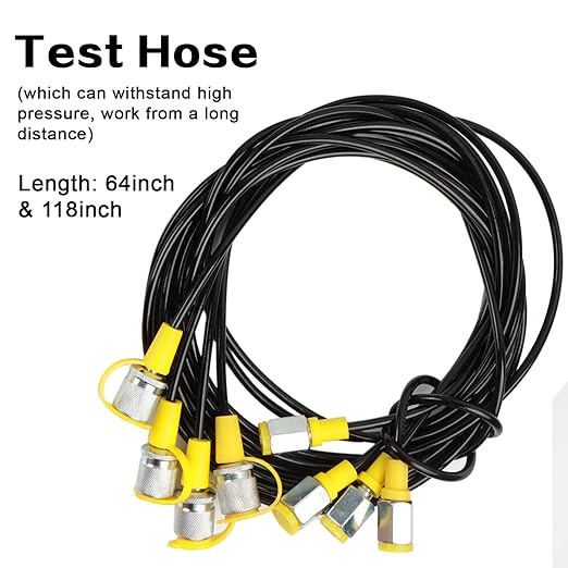 Hydraulic Pressure Test Coupling Kit, JIC BSPP ORFS Hydraulic Swivel Run Tees Set Repair Tools for Most Excavator Construction Machinery 3 Gauges 4 Test Hoses 14 Couplings 19 Tee Connectors