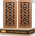 2 Pack Floor Vent Covers, Floor Register 4x10, Heavy Duty Walkable Steel Vent Cover, Adjustable Metal Decorative Vent Covers for Home Floor Ceiling or Sidewall Vent, Rust-Proof Finish (Red Oak Color)