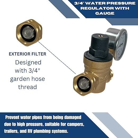 XFITTING 3/4 Inch Water Pressure Regulator with Gauge 3-4-1=10, 10 Pieces