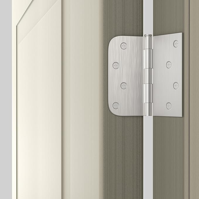 Goldenwarm 6 Pack Brushed Nickel Door Hinges 4x4 Inch With Square & Round Corners - Satin Nickel Iron
