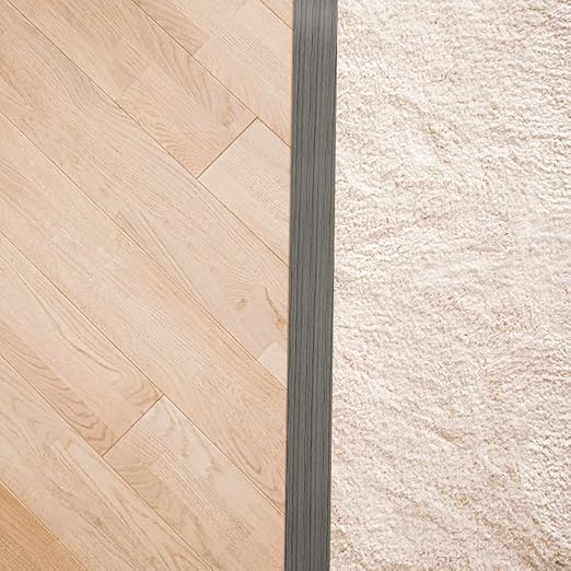 8Ft Floor Transition Strip, 2 in Wide Self Adhesive Vinyl Threshold Strip for Joining Floor Gaps Wood Grain Design Tap (Walnut Dark Gray)