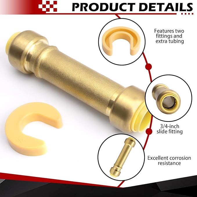 3/4 Inch Push-to-Connect Brass Slip Coupling,U3016LFA Plumbing Fitting for PEX, Copper, CPVC, PE-RT, HDPE Pipe