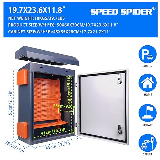 Nema Enclosure Outdoor Electrical Box - 19.7*23.6*11.8" Universal IP Weatherproof Equipment Box,Galvanized Plate Electrical Enclosure,with Removable Mounting Plate and Muffin Fan Vent(50 * 60 * 30cm)