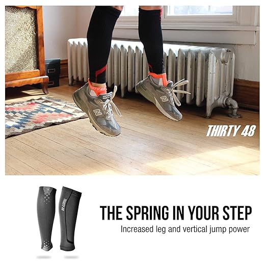 Thirty48 Graduated Calf Compression Sleeves 15-20 OR 20-30 mmHg | Maximize Fast Recovery by Increasing Oxygen to Muscles
