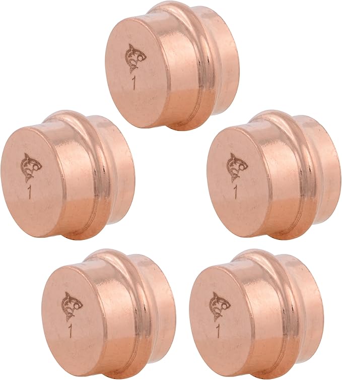 SharkBite 1 Inch End Cap, Copper Press Plumbing Fitting, Pack of 5, UPR520X5