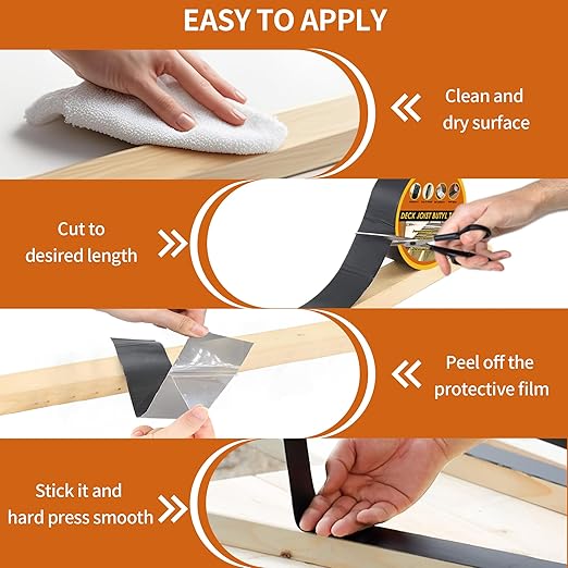 24 Pack Joist Tape for Decking 1-5/8" x 50', Weather-Resistant,Waterproof Seal Antiseptic Butyl Tape,Self-Adhesive Flashing Joist Tape for Wood Decks Beams Roof