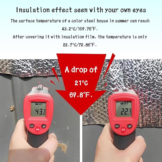 5mm Double-Sided Aluminum Foil Bubble Insulation - Self-Adhesive, Flame Retardant, Thermal Moisture Barrier, Waterproof, for Pipes, Roof, Walls(Size:40㎡,Color:Fixed Width 1m)