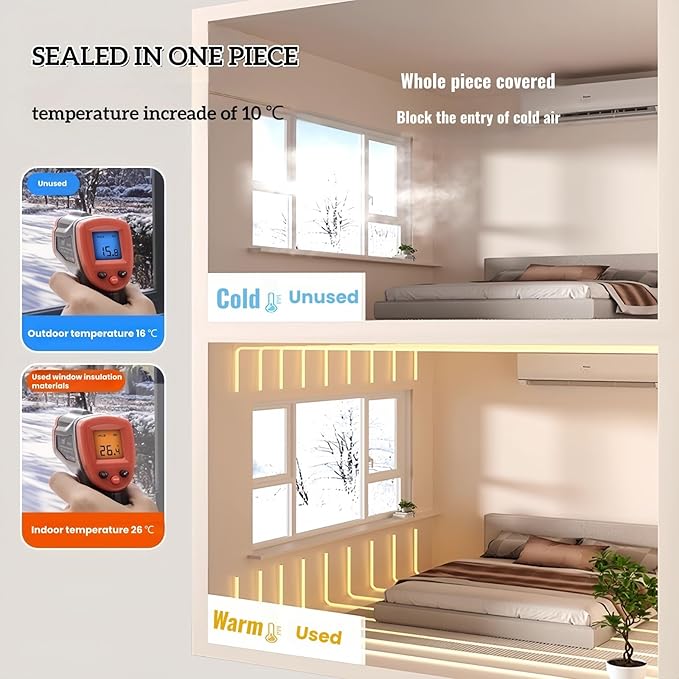 TECUUL Window Insulation for Winter, 39''X63'' Window Insulation Kit Thicken Plastic Transparent Window Film Easy Installation Keep Cold Out Weatherproof Soundproof Thermal Curtain