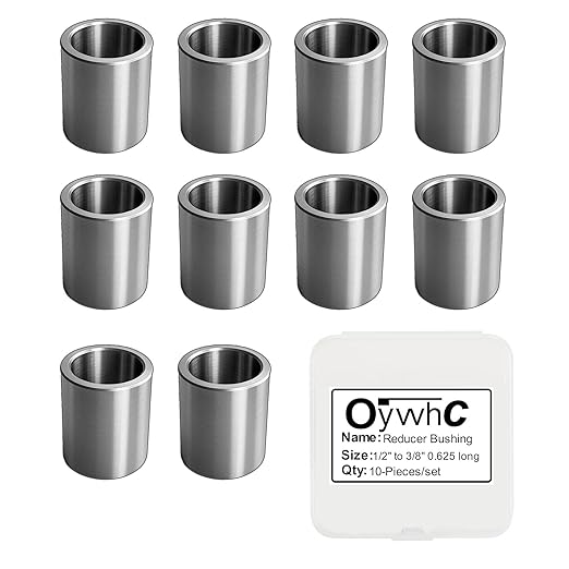 Stainless Steel Reducer Bushing, Screw Standoff Metal Spacer 1/2" to 3/8" Steel Reducer Standoff Bushing Adapters for 3/8" Screws Bolts and Rods, Round Metal Stainless Steel Spacer Set of 10