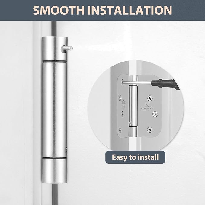 Satin Nickel Self Closing Hinge Auto Close Hardware Hinge Outlet Adjustable Spring Loaded Hinges Satin Hinges 5/8" Radius Corner for Commercial Grade Self-Closing, UL Listed 3 Pack