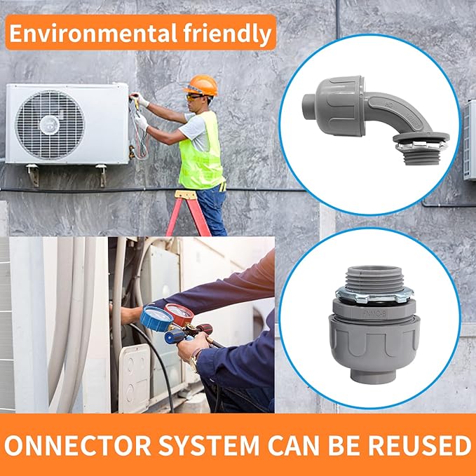 1/2" Liquid Tight Connector PVC Electrical Conduit Fittings Flexible Conduit Connector,Meet UL Listed(Straight/90Degree,60 Pack)