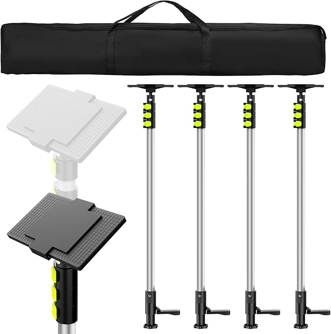 Dust Barrier Poles 4 Pack,Zipper Wall Poles Kit Aluminum Alloy Retractable for Renovation, Remodeling,Interior Decoration,Isolation Work 10Ft