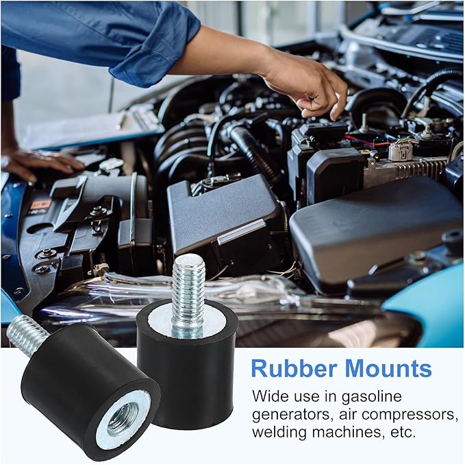 uxcell M5 Rubber Mounts, 8Pcs 15x15mm(DxH) Rubber Cylindrical Anti Vibration Isolator Shock Absorber with Lock Nuts for Car Bobbin Generator Air Compressors