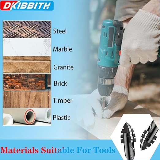 DKIBBITH 4-Flute Serrated Masonry Drill Bit Set 5-Piece Black- 3/16",1/4",5/16",3/8" to 1/2" for Concrete, Tile, Brick, Glass, Ceramic.