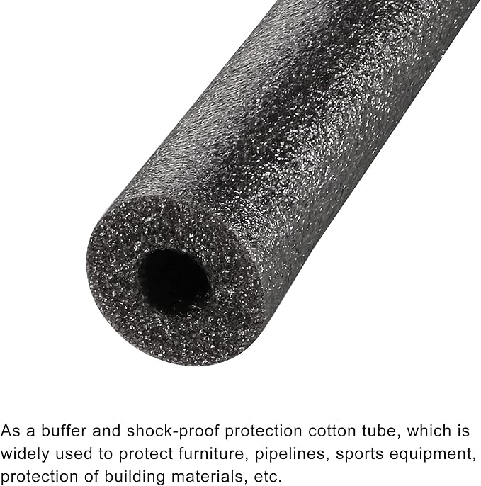 MECCANIXITY Foam Tube Sponge Protective Sleeve Black Seal Sleeve Polyethylene Pipe 13x37mm(0.5x1.45 Inch) for Pipe Insulation, Pack of 4