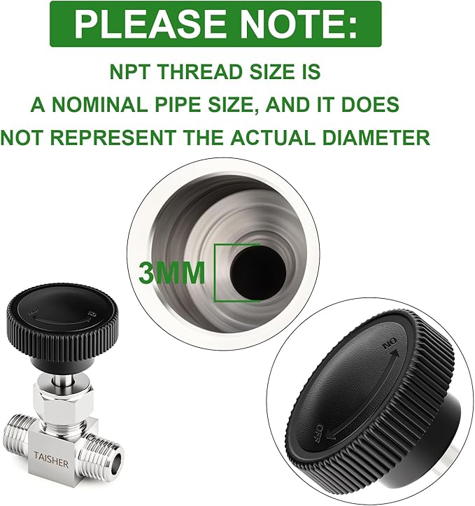 TAISHER 1PCS 304 Stainless Steel Straight Needle Valve 1/8" NPT Male For Flow Control Water Gas Oil