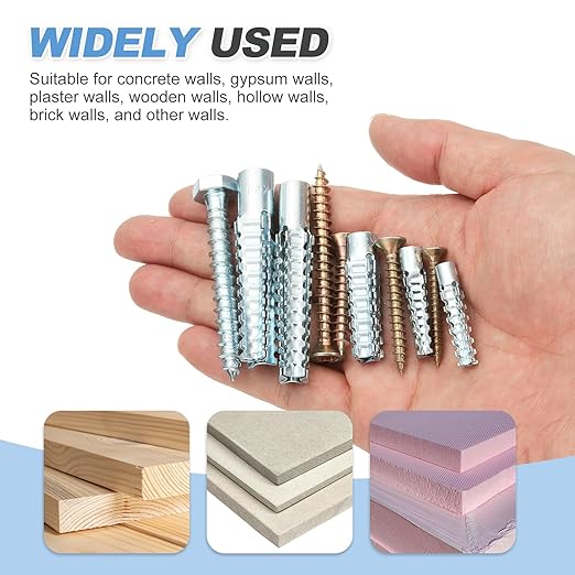 PATIKIL 30 Pcs Drywall Hollow Wall Anchors with Screws 0.24 x 2.36, Steel Dry Wall Anchors Kit for Wooden Concrete Plaster Hinge Hole Repair, Silver (8 x 60mm)