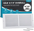 VOISEN Return Air Grille,Fits 14x6 Duct Opening,Steel Return Vent Cover, White Vent Cover Grill for Sidewall and Ceiling,HAVC Cold Air Return Vent Cover,Overall Size:15.8"W X 7.9"H