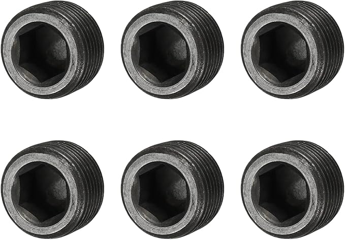 Pipe Plug Carbon Steel Internal Hex Thread Socket Pipe Plug Fitting - Fitting for (Sealing Port - Air Tanks - Water Outlets) 3/4 Inch NPT Male & 6 Pack