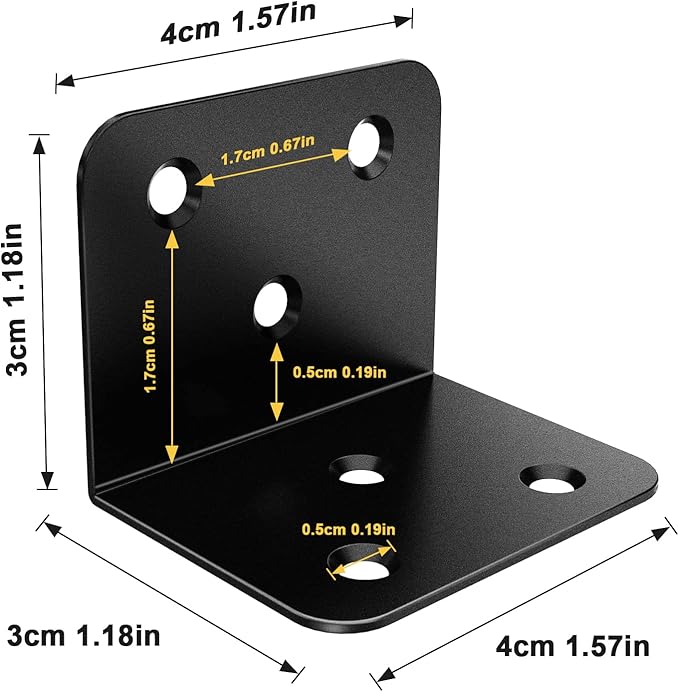20 Pcs Metal Corner Braces, 1.5in L Brackets for Wood, 90 Degree l Bracket Wide Corner Black Metal Corner Bracket for Wood Furniture Bed Chair