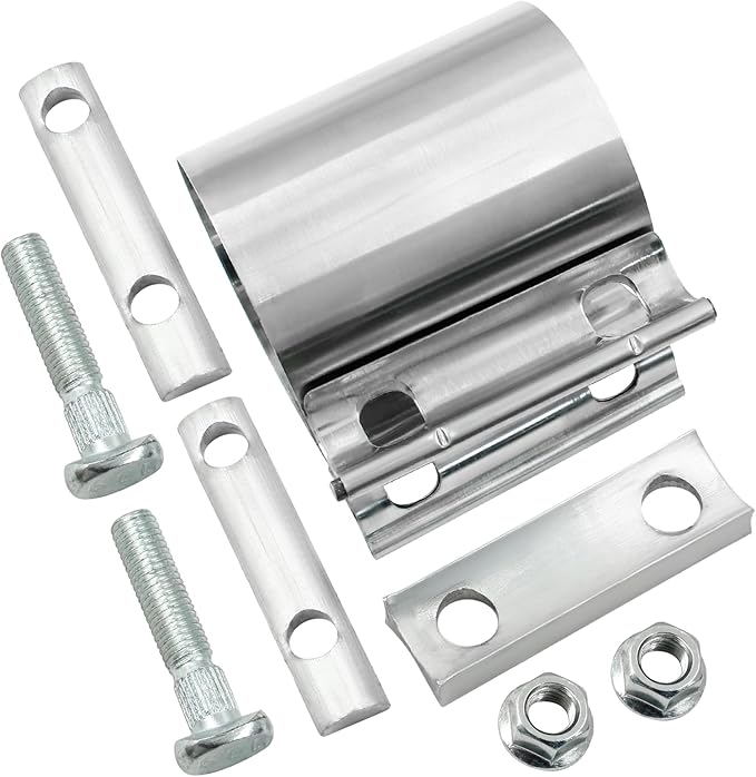 2.5'' Heavy Duty 304 Stainless Steel Lap Joint Exhaust Pipe Seal Band Clamp, Repair Clamp Sleeve Coupler for Emergency Pipe Repair, Pack of 1