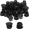 uxcell 60Pcs Plastic Hole Plugs, 10mm(3/8") Flush Type Panel Plugs, Round Snap Knockout Locking Plugs for Furniture Insert End Caps Panels, Black