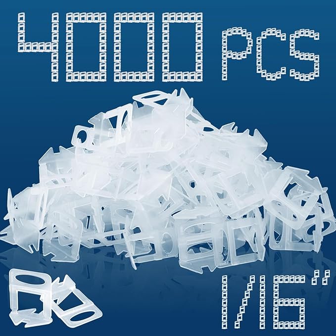 1/16" Tile Leveling System Spacers 4000 PCS Tile Leveling Clips Kit Prevent Tile lippage Leveler Spacers for DIY Professional Ceramic Tile and Stone Installation (1/16 IN, 4000)