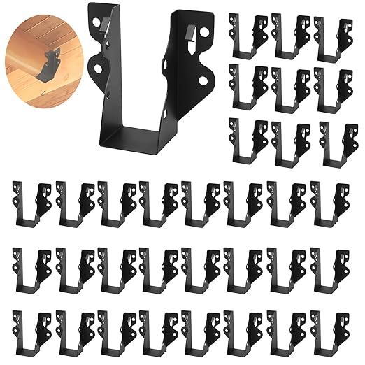 24 Pcs 2"x 4" Joist Hanger,Q235B Steel Black Powder Coated Face Mount Joist Hangers ,Hurricane Ties for Rafters,Tie Brackets for Floor Deck and Ceiling Joists