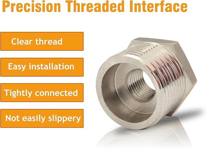 3/4" NPT Male to 1/2" NPT Female Reducer Bushing, 304 Stainless Steel Pipe Hex Bushing NPT Male to Female Reducing Adapter Pipe Fitting for Reducing Pipe (3/4mnpt x 1/2fnpt)