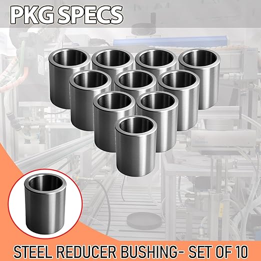 Stainless Steel Reducer Bushing, Screw Standoff Metal Spacer 1/2" to 3/8" Steel Reducer Standoff Bushing Adapters for 3/8" Screws Bolts and Rods, Round Metal Stainless Steel Spacer Set of 10
