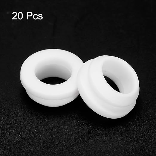 MECCANIXITY 20Pcs Snap Silicone Rubber Grommet Plug Mount Dia 12.5mm ID 9.5mm Narrow Groove Width 2mm Seal Anti-Scratch Sleeves for Electrical Box Cable Pipes White