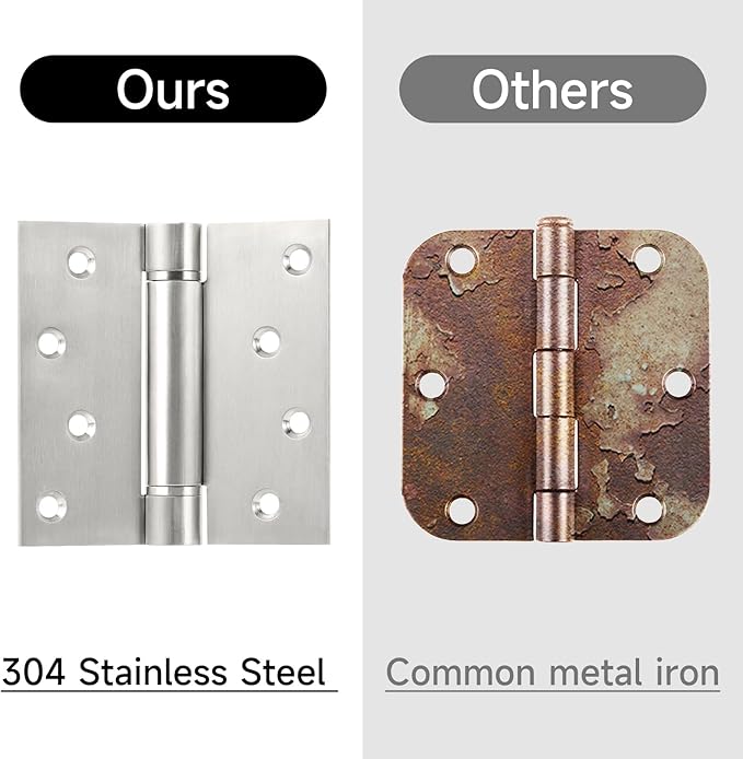 Self Close Door Hinges, 3 Pack 4 inch Self Closing Hinge 304 Stainless Steel Spring Hinge with Square Corners Heavy Duty Adjustable Tension Self Closing Hinges for Doors