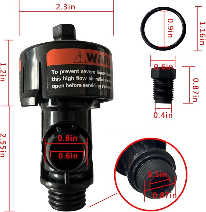 DEF Air Relief Valve 98209803 Replacement for Pool and Spa Filter, Aftermarket Part Compatible with 190058 Pressure Gauge, MARA-9800-NO
